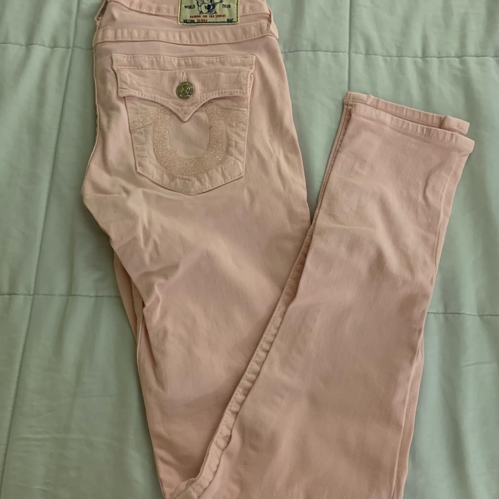 True Religion Jeans, light pink. Rare with Swarovski Crystals
